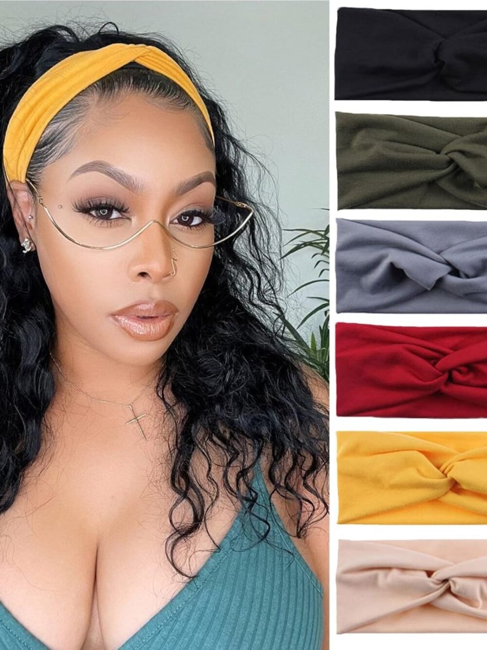 6 Pcs Headbands for Women Twisted Cross Elastic Head Bands Yoga Workout Headband